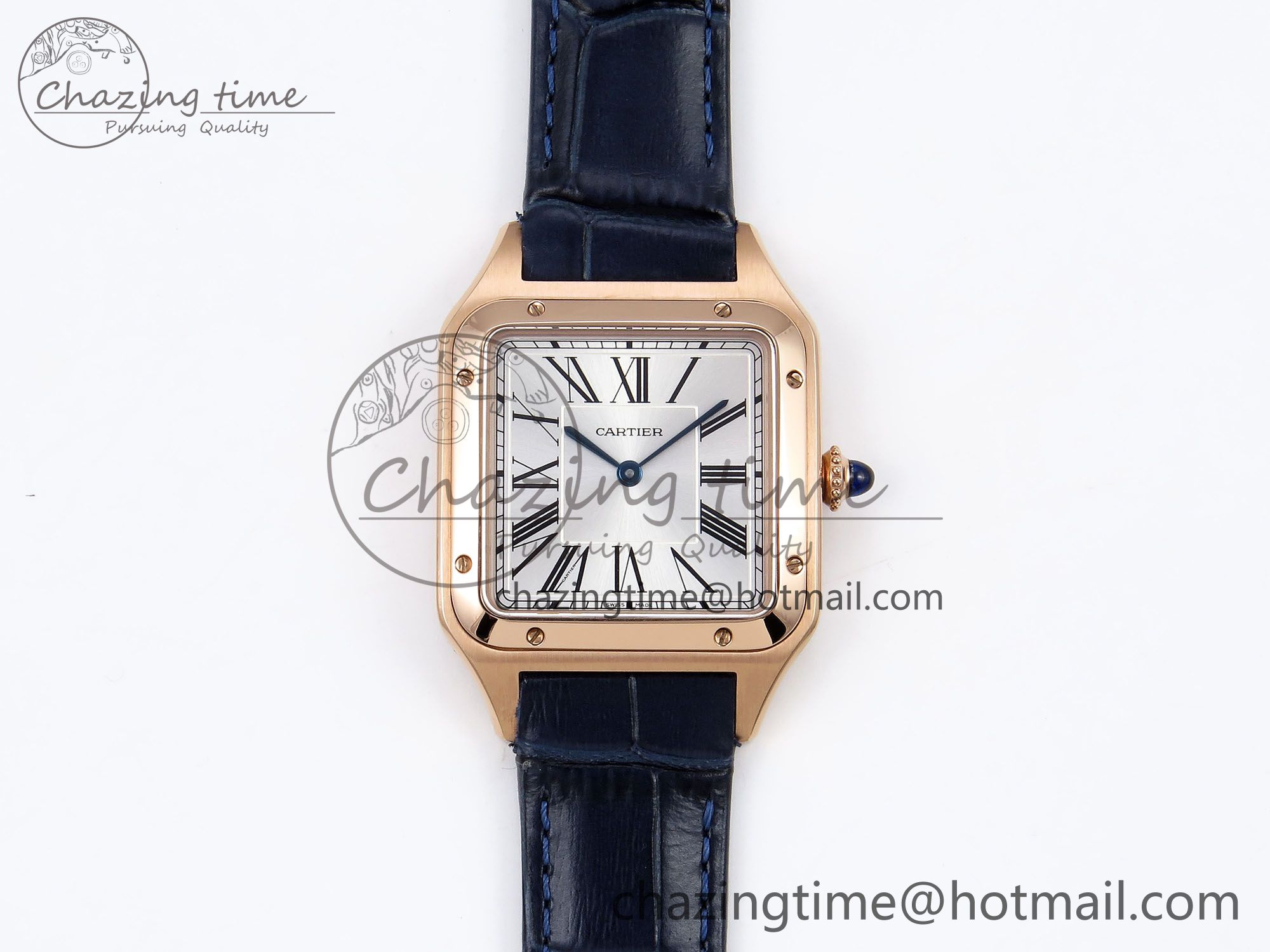 [AF공장]까르띠에 산토스 뒤몽 31.4mm RG Silver Dial on Blue Croco Strap A157
