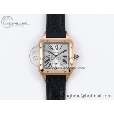 [AF공장]까르띠에 산토스 뒤몽 31.4mm RG Silver Dial on Black Leather Strap A157