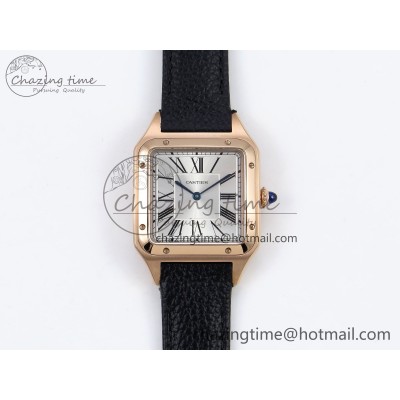 [AF공장]까르띠에 산토스 뒤몽 31.4mm RG Silver Dial on Black Leather Strap A157