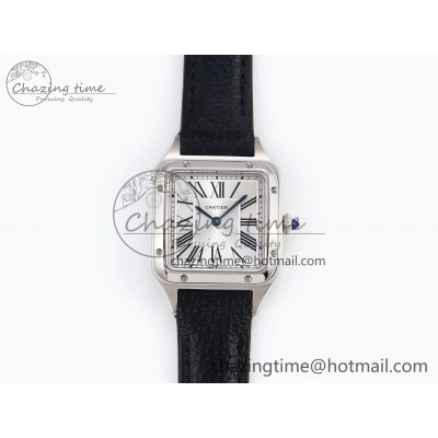 [AF공장]까르띠에 산토스 뒤몽 27.5mm Silver Dial on Black Leather Strap A157
