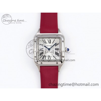[AF공장]까르띠에 산토스 뒤몽 27.5mm Silver Dial on Red Fabric Strap A157