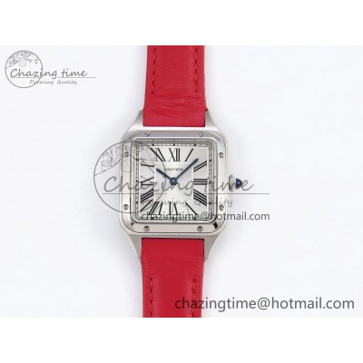 [AF공장]까르띠에 산토스 뒤몽 27.5mm Silver Dial on Red Leather Strap A157