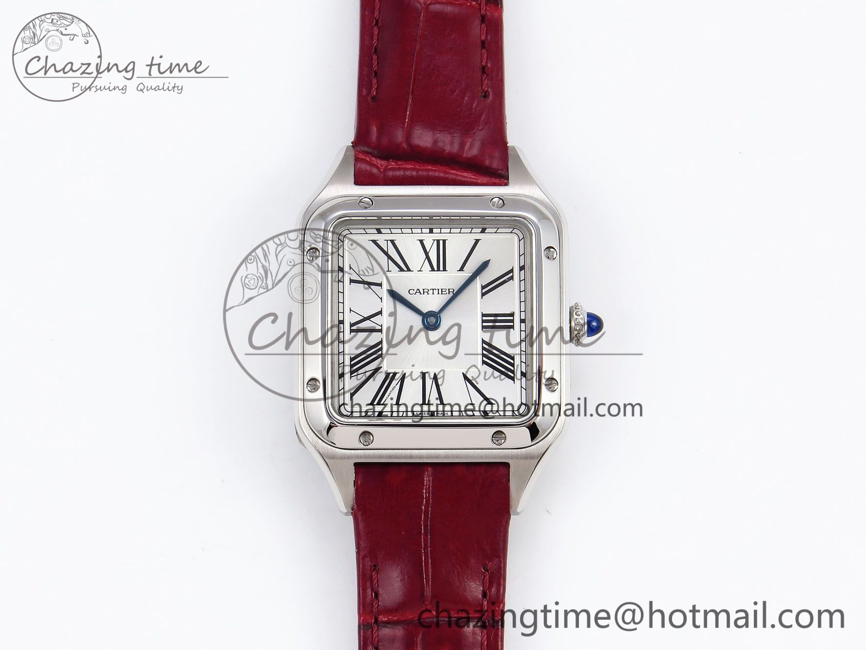 [AF공장]까르띠에 산토스 뒤몽 27.5mm Silver Dial on Red Croco Strap A157