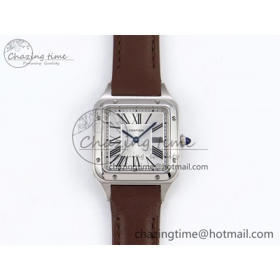 [AF공장]까르띠에 산토스 뒤몽 27.5mm Silver Dial on Brown Leather Strap A157