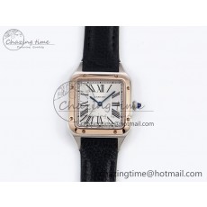 [AF공장]까르띠에 산토스 뒤몽 27.5mm RG Silver Dial on Black Leather Strap A157