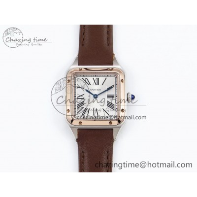 [AF공장]까르띠에 산토스 뒤몽 27.5mm RG Silver Dial on Brown Leather Strap A157
