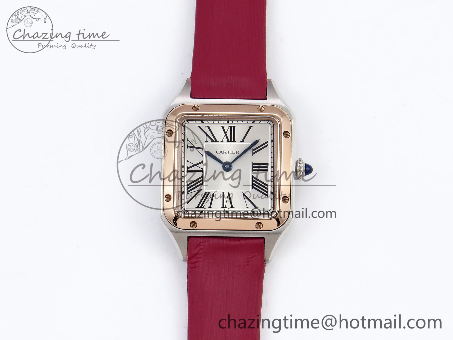 [AF공장]까르띠에 산토스 뒤몽 27.5mm RG Silver Dial on Red Fabric Strap A157