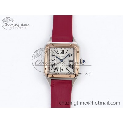 [AF공장]까르띠에 산토스 뒤몽 27.5mm RG Silver Dial on Red Fabric Strap A157
