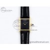 [DR공장]까르띠에 탱크루이 Small YG 29mm  Black Dial on Black Leather Strap Swiss Quartz