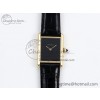 [DR공장]까르띠에 탱크루이 Large YG 33.7mm Black Dial on Black Leather Strap Swiss Quartz