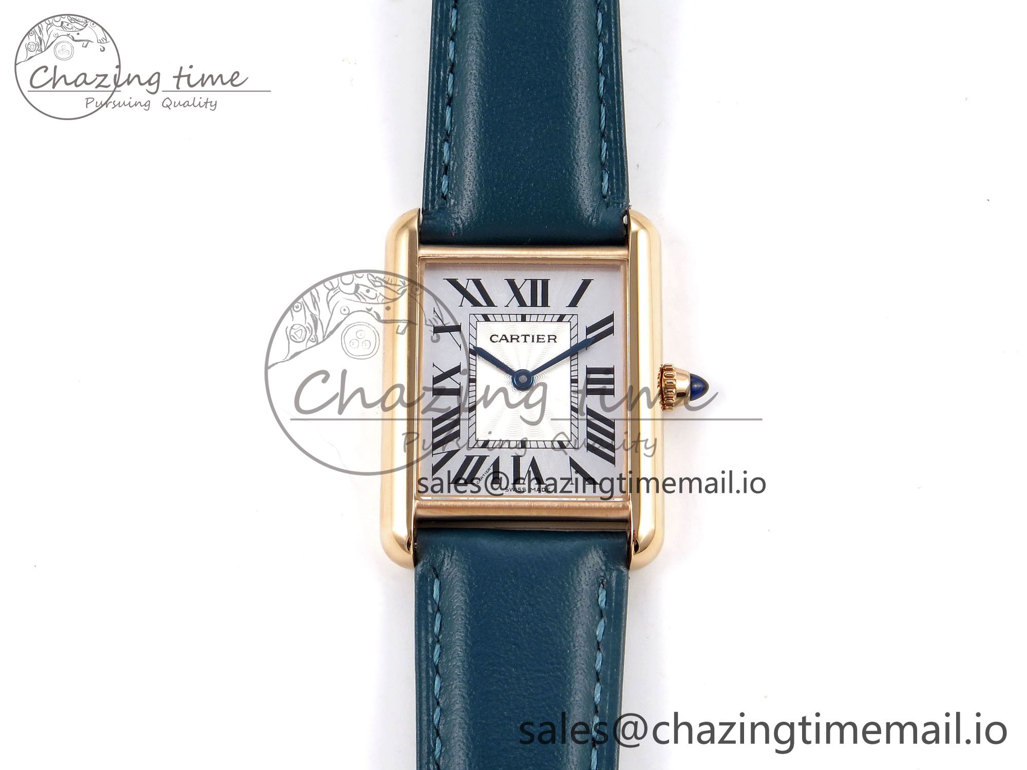 [AF공장]까르띠에 탱크머스트 RG 25.5mm White Dial on Blue Leather Strap Ronda Quartz