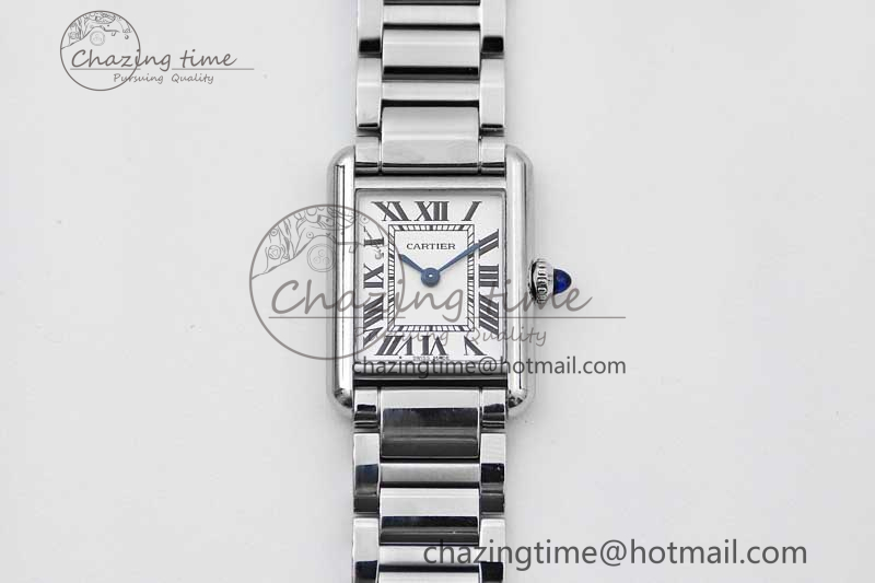 [K11공장]까르띠에 탱크루이 29.5mm SS White Dial on SS Bracelet Ronda Quartz