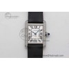 [K11공장]까르띠에 탱크머스트 Small White Dial Diamonds Bezel on Satin Leather Strap Ronda Quartz