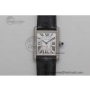 [K11공장]까르띠에 탱크머스트 Large White Dial Diamonds Bezel on Croc Leather Strap Ronda Quartz