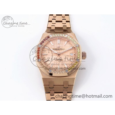 [IPF공장] 로얄오크 15450 로즈골드 금통 레인보우 다이아베젤 로즈골드다이얼 37mm 15450 RG Rainbow Diamonds Bezel IPF Best Edition RG Dial on RG Bracelet SA3120 Super Clone