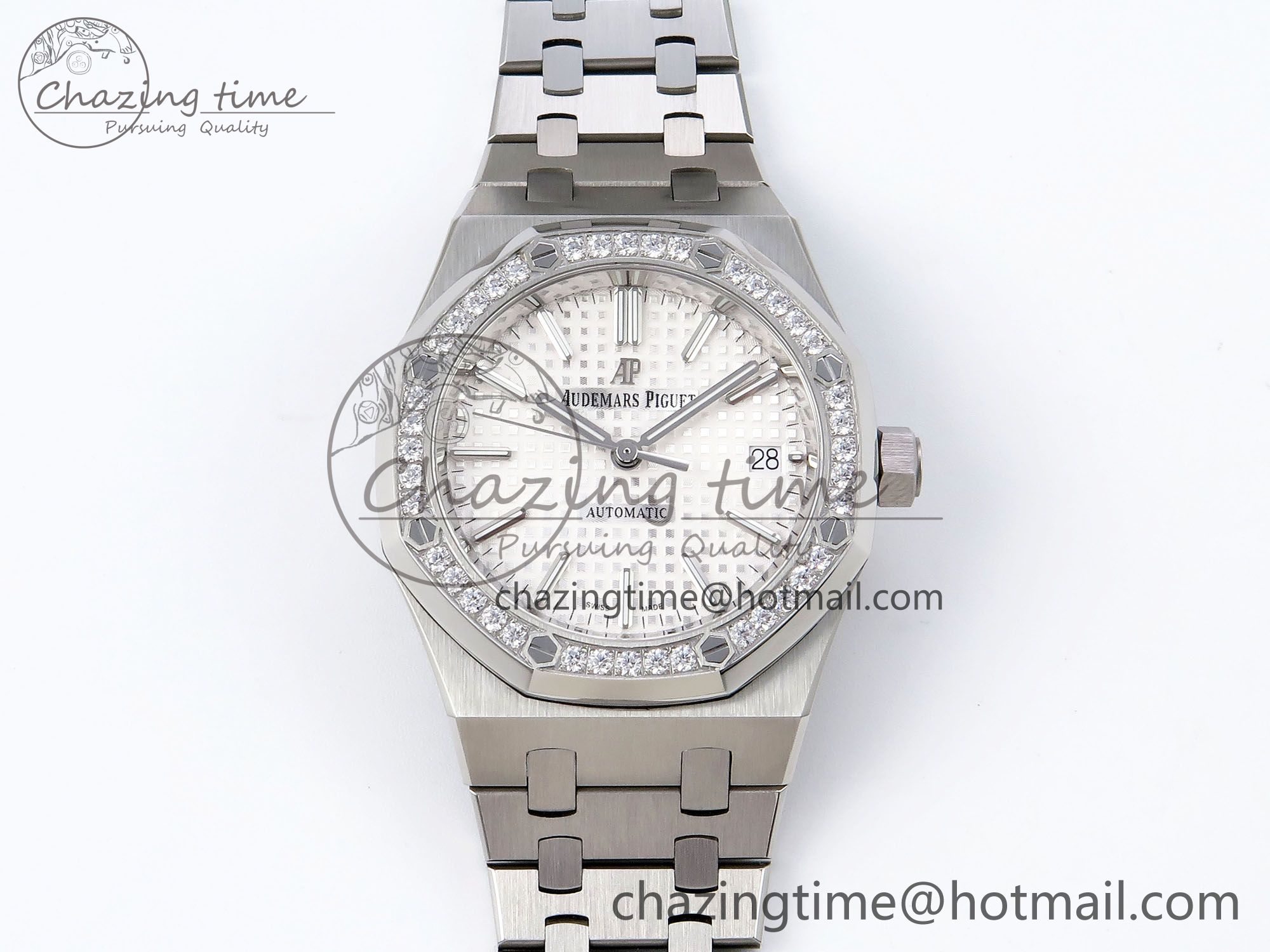 [IPF공장] 로얄오크 15450 다이아베젤 화이트 다이얼 37mm 15450 SS Diamonds Bezel IPF Best Edition White Dial on SS Bracelet SA3120 Super Clone