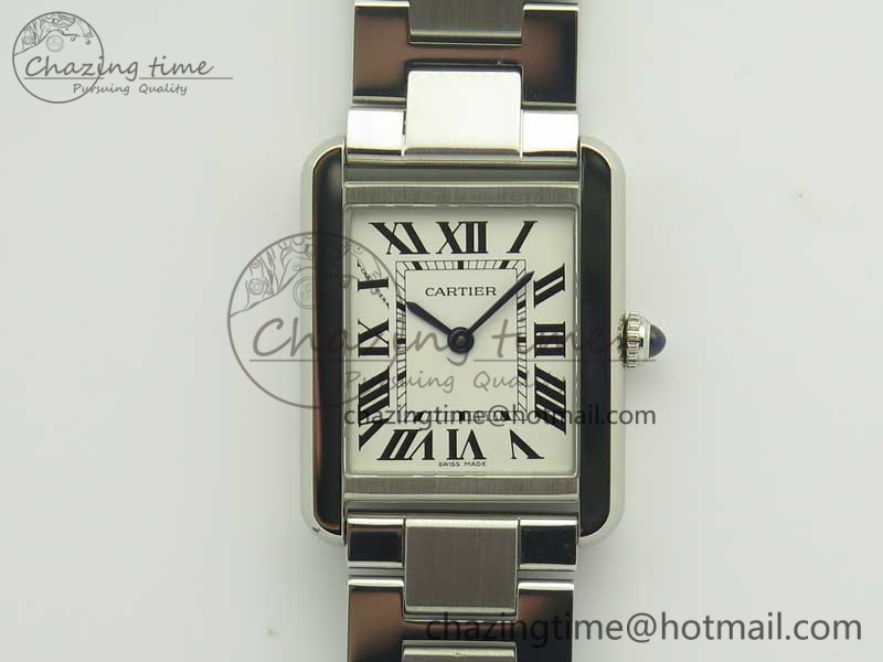 [K11공장]까르띠에 탱크솔로 Ladies 25mm White Dial on SS Bracelet Ronda Quartz