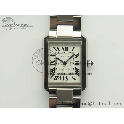 [K11공장]까르띠에 탱크솔로 Ladies 25mm White Dial on SS Bracelet Ronda Quartz