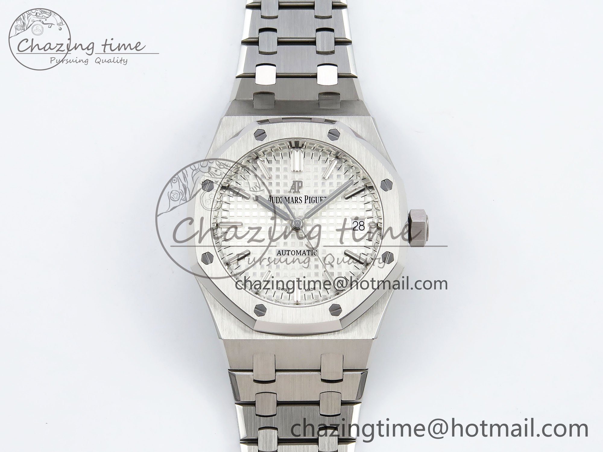 [ZF공장] 로얄오크 15450 화이트 다이얼 37mm 15450 SS ZF 1:1 Best Edition White Textured Dial on SS Bracelet SA3120 Super Clone