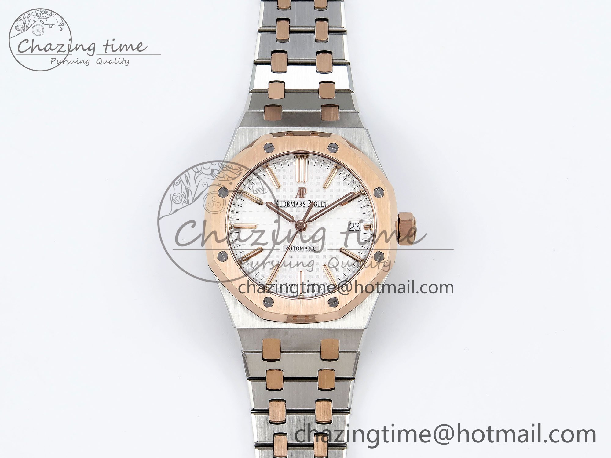 [APS공장] 로얄오크 15450 화이트 다이얼 로즈골드콤비 37mm 15450 SS/RG APSF 1:1 Best Edition White Textured Dial on SS/RG Bracelet SA3120 Super Clone