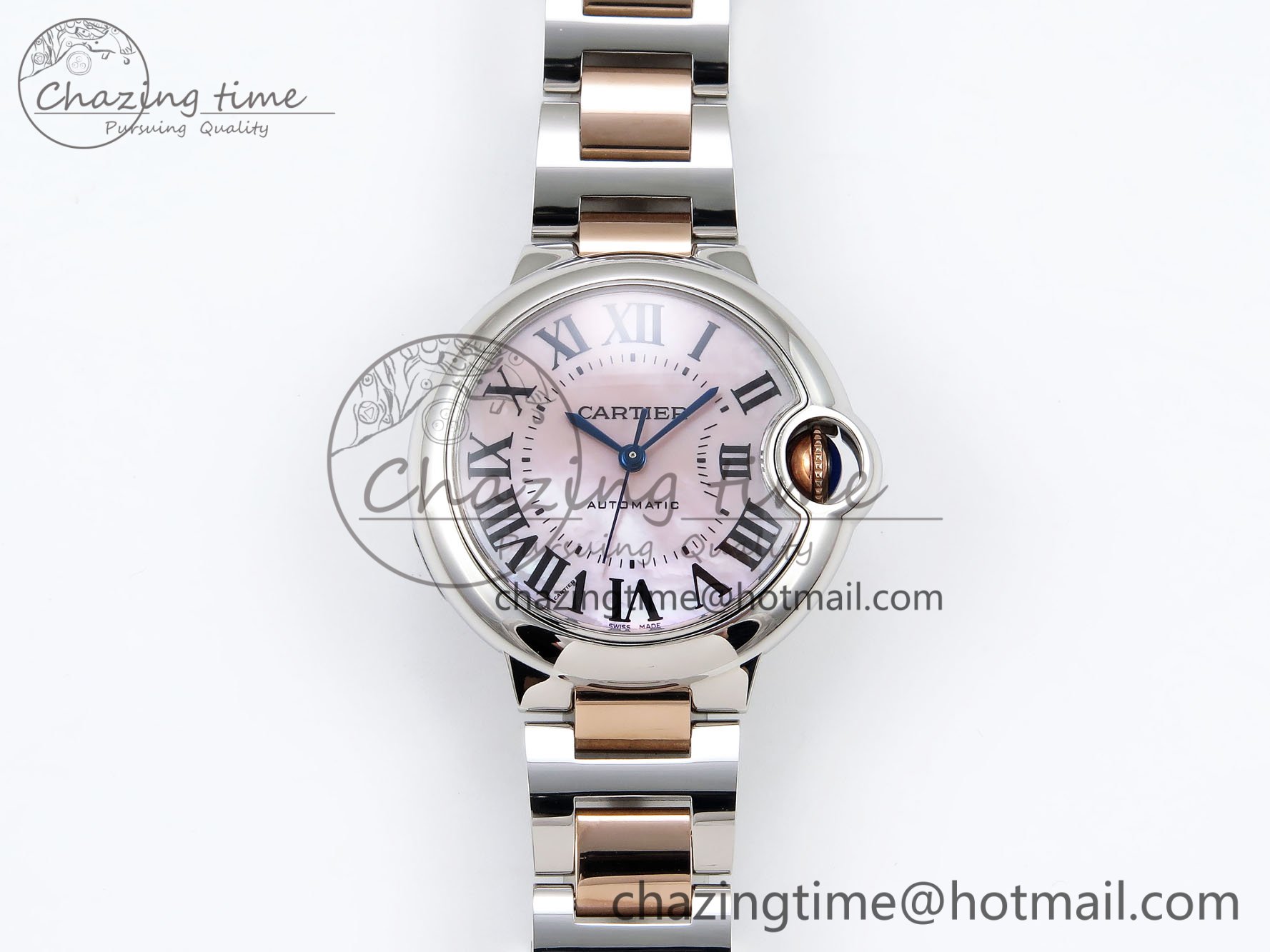 [AF공장]까르띠에 발롱블루 33mm Pink MOP Dial on SS/RG Bracelet SEIKO NH05A