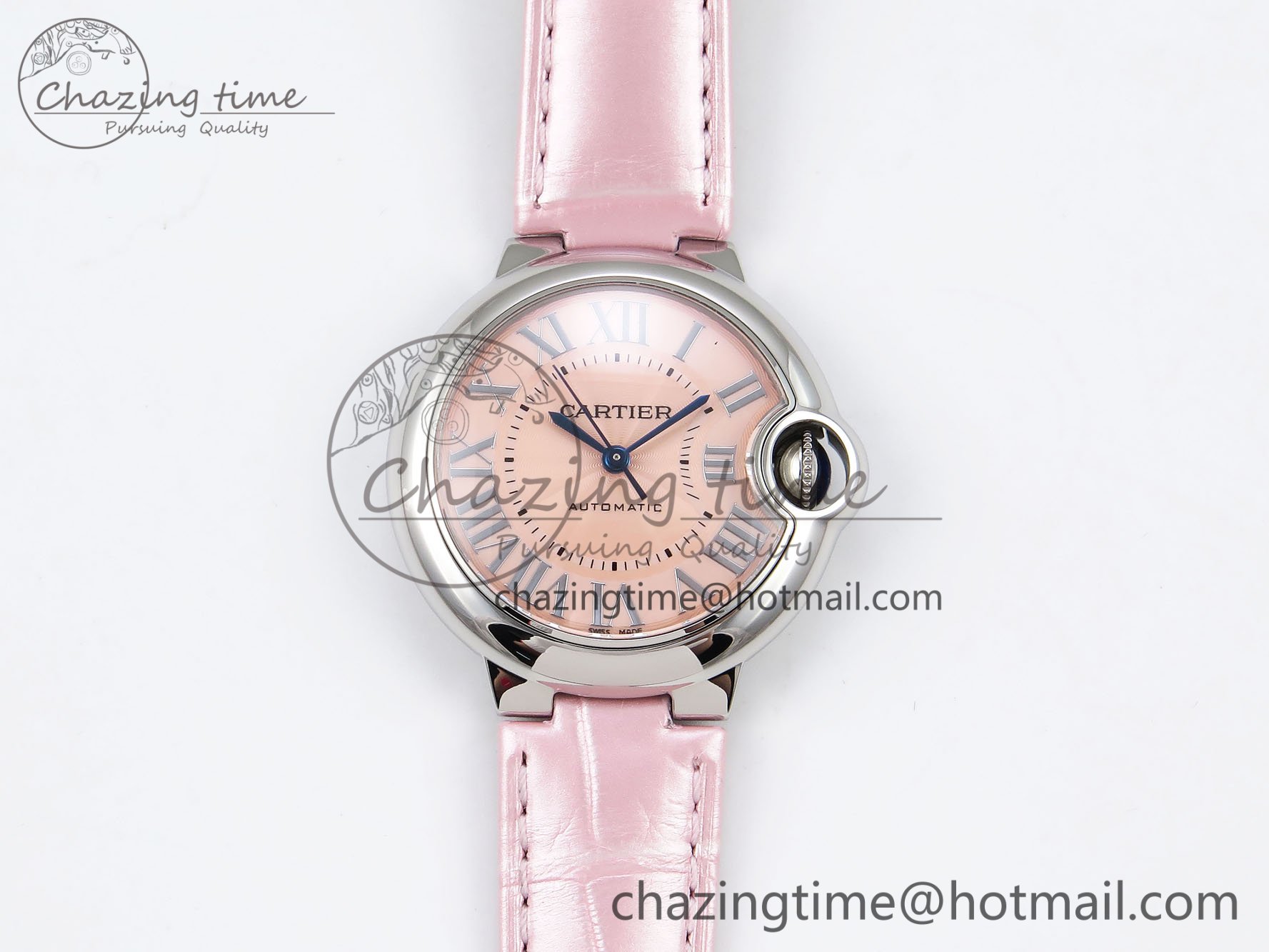 [AF공장]까르띠에 발롱블루 33mm Pink Dial on Pink Leather Strap SEIKO NH05A