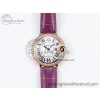 [AF공장]까르띠에 발롱블루 33mm RG Silver Dial Diamonds Bezel on Purple Leather Strap SEIKO NH05A