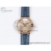[AF공장]까르띠에 발롱블루 33mm RG RG Dial Diamonds Bezel on Blue Leather Strap SEIKO NH05A