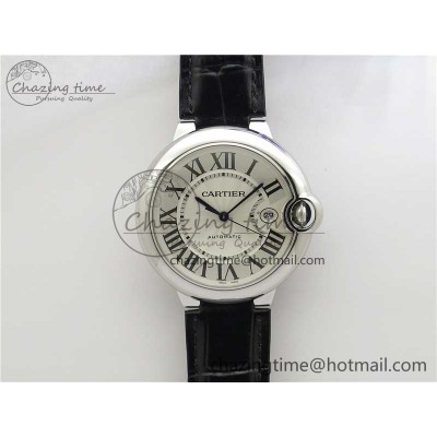 [AF공장]까르띠에 발롱블루 42mm White Texture Dial on Black Leather Strap A2824