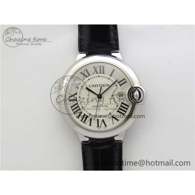 [AF공장]까르띠에 발롱블루 42mm White Texture Dial on Black Croco Strap A2824