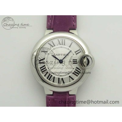 [AF공장]까르띠에 발롱블루 33mm White Textured Dial on Crocodile Strap Jap Quartz