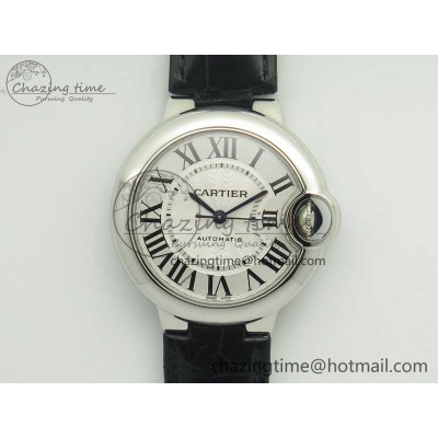 [AF공장]까르띠에 발롱블루 33mm White Textured Dial on Black Leather Strap SEIKO NH05A