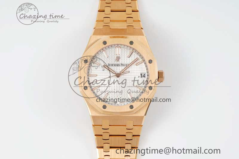 [ZF공장] 로얄오크 15500 화이트 다이얼 로즈골드 금통 41mm 15500 RG ZF 1:1 Best Edition White Textured Dial on RG Bracelet A4302 V3
