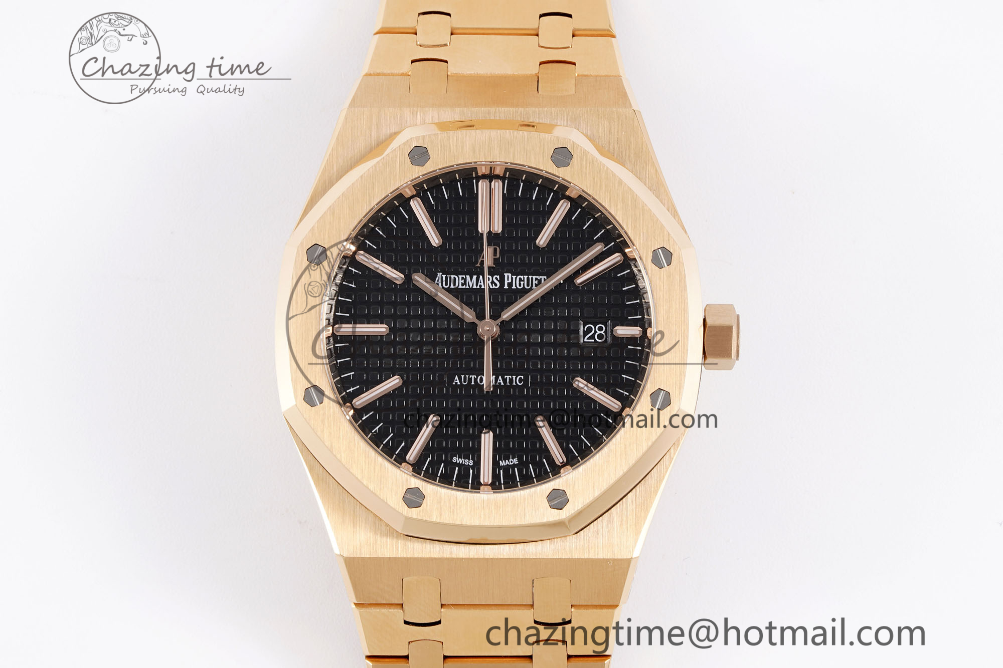 [APS공장] 로얄오크 15400 블랙 다이얼 로즈골드 금통 41mm 15400 RG APSF 1:1 Best Edition Black Textured Dial on RG Bracelet SA3120 Super Clone V3