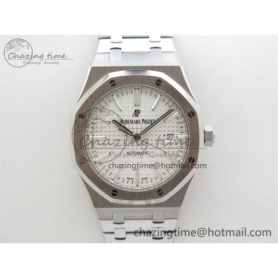 [ZF공장] 로얄오크 15400 화이트 다이얼 41mm 15400 SS ZF 1:1 Best Edition White Textured Dial on SS Bracelet SA3120 Super Clone