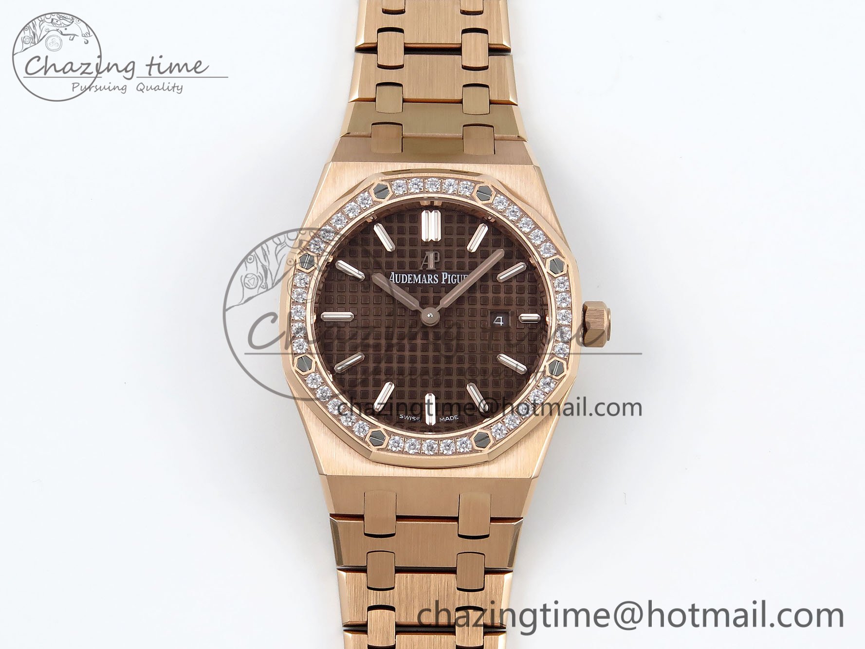 [ZF공장] 로얄오크 67651 브라운 다이얼 다이아 베젤 로즈골드 금통 33mm 67651 Diamonds Bezel RG ZF 1:1 Best Edition Brown Textured Dial on RG Bracelet RONDA Quartz