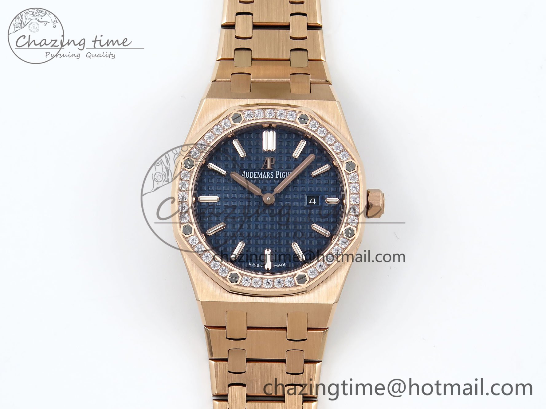 [ZF공장] 로얄오크 67651 블루 다이얼 로즈골드 금통 다이아 베젤 33mm 67651 Diamonds Bezel RG ZF 1:1 Best Edition Blue Textured Dial on RG Bracelet RONDA Quartz