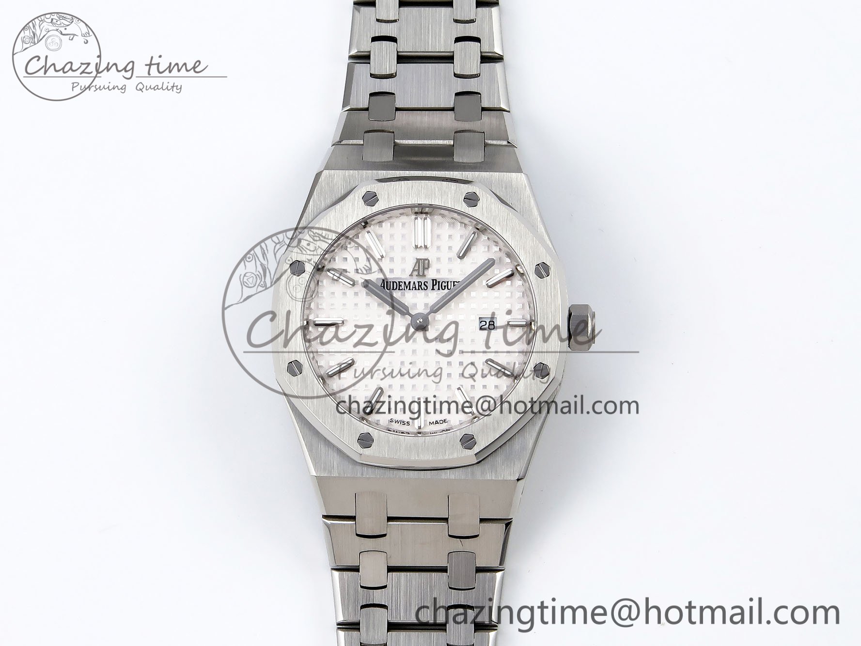 [ZF공장] 로얄오크 67651 화이트다이얼 33mm 67651 SS ZF 1:1 Best Edition White Textured Dial on SS Bracelet RONDA Quartz