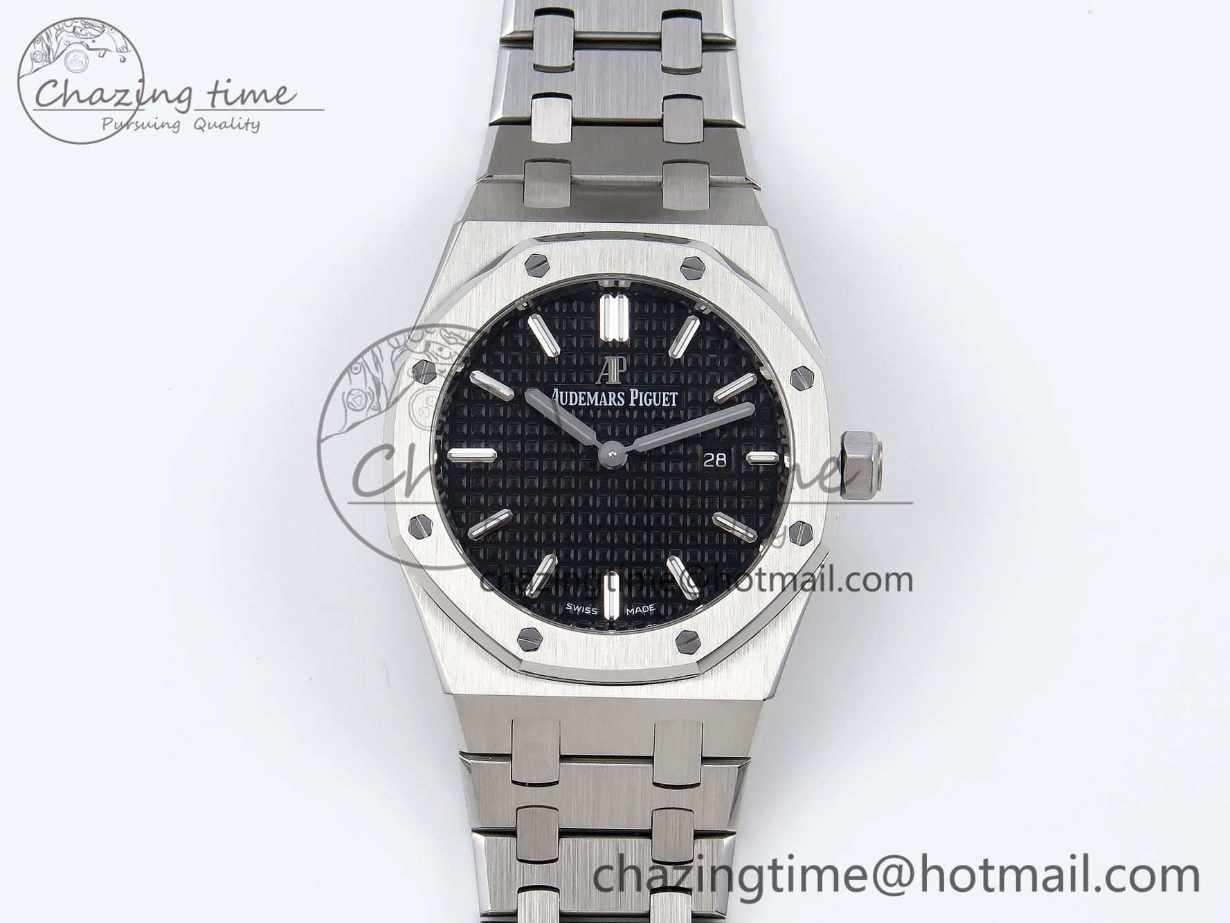 [ZF공장] 로얄오크 67651 블랙 다이얼 33mm 67651 SS ZF 1:1 Best Edition Black Textured Dial on SS Bracelet RONDA Quartz