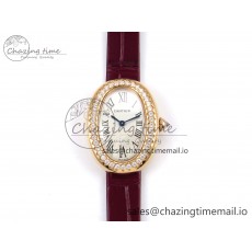 [AF공장]까르띠에 베누아 RG Silver Dial Diamonds Bezel on Red Leather Strap Ronda Quartz