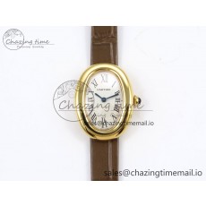 [AF공장]까르띠에 베누아 YG  Silver Dial on Brown Leather Strap Ronda Quartz