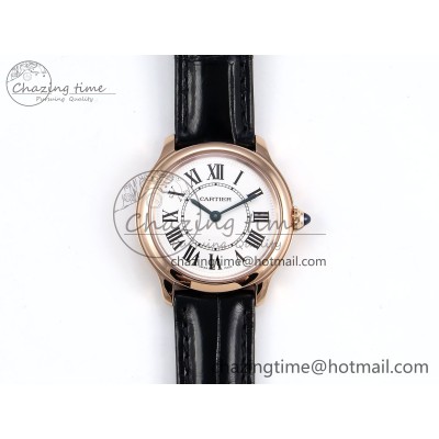 [DR공장]까르띠에 롱드 29mm RG Silver-Plated White Dial on Black Leather Strap Ronda Quartz
