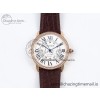 [AF공장]까르띠에 롱드솔로 42mm RG White Dial Diamonds Bezel on Brown Black Strap MIYOTA 9015