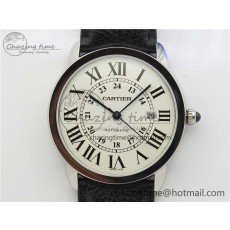 [AF공장]까르띠에 롱드솔로 42mm White Dial on Black Leather Strap MIYOTA 9015