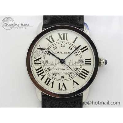[AF공장]까르띠에 롱드솔로 42mm White Dial on Black Leather Strap MIYOTA 9015