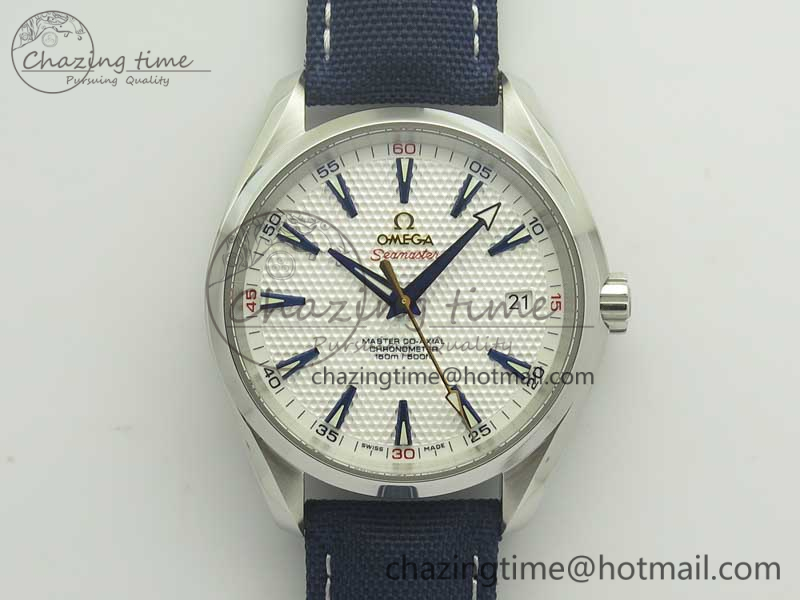 [VS공장]오메가 아쿠아테라 150M Master Chronometers White Textured Dial on Blue Nylon Strap A8500 Super Clone