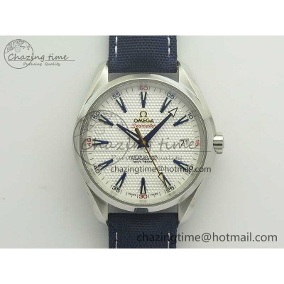 [VS공장]오메가 아쿠아테라 150M Master Chronometers White Textured Dial on Blue Nylon Strap A8500 Super Clone