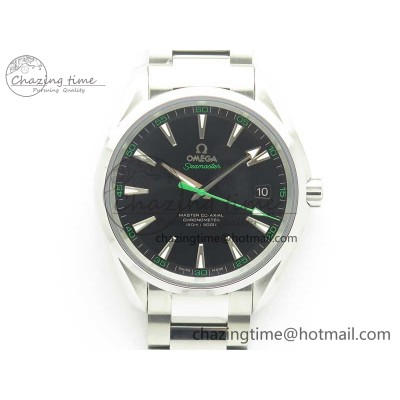 [VS공장]오메가 아쿠아테라  Black Textured Dial Green Hand on SS Bracelet A8500 Super Clone