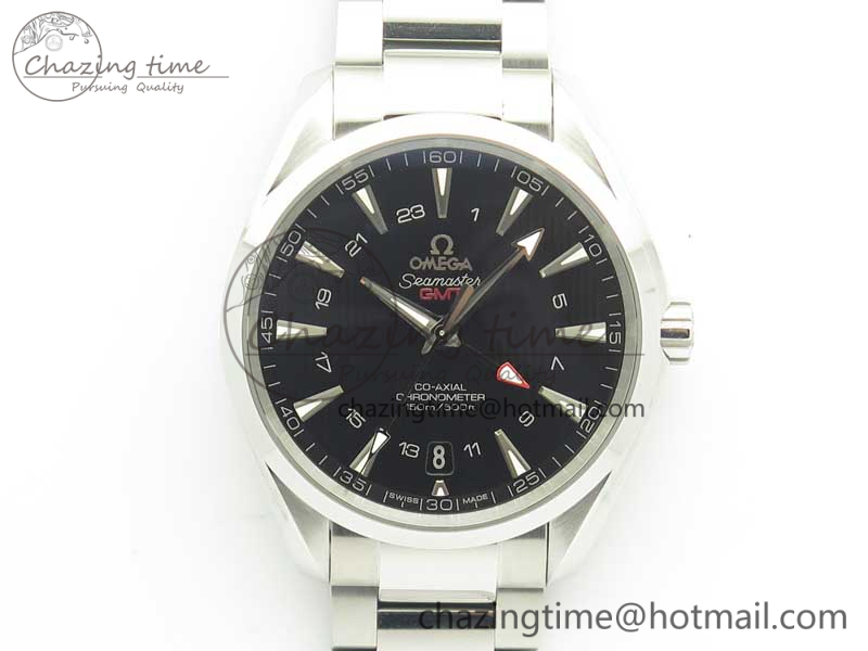 [VS공장]오메가 아쿠아테라 150M GMT Black Textured Dial on SS Bracelet A8605 Super Clone