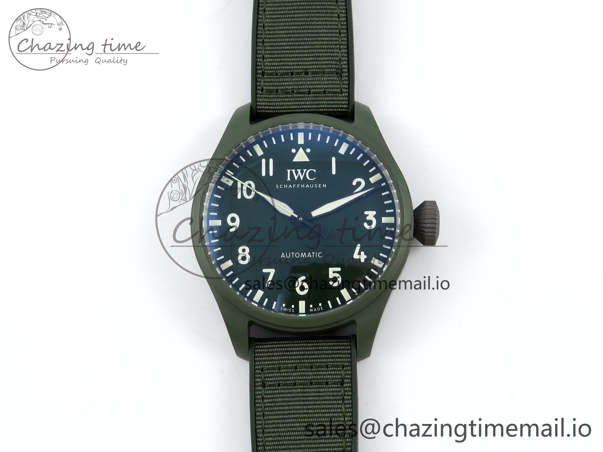 [M+공장]IWC빅파일럿43 우드랜드 그린세라믹 그린다이얼 그린나일론스트랩 Big Pilot IW329802 Green Dial on Green Nylon Strap MY8205